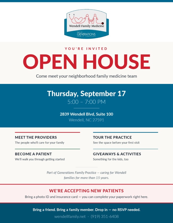 Join Us for Our Open House at Wendell Family Medicine Join Us for Our Open House at Wendell Family Medicine